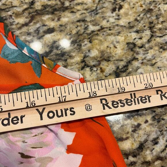 CABI womens size‎ S orange floral sleeveless button down blouse top - Picture 7 of 7